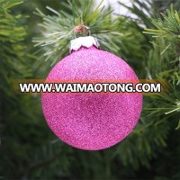 Colorful hanging glass ball painted with glitter powder for christmas tree decorations