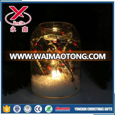 Decorative LED lighted clear glass candle holder candle jar for home decoration