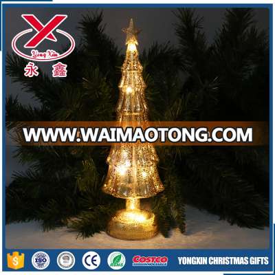 2017 New lighted mini LED hand blown glass christmas tree with base and star