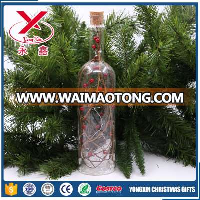 decorative lighted LED Christmas home ornament glass wine bottles