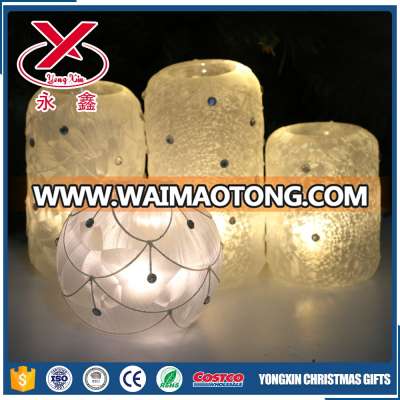 New design decorative painted LED lighted glass candle holder